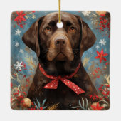 Christmas Chocolate Lab Hond Keramisch Ornament (Achterkant)