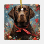 Christmas Chocolate Lab Hond Keramisch Ornament (Voorkant)