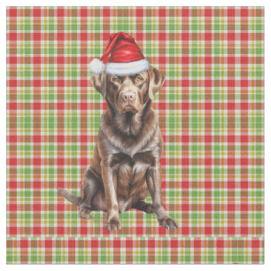 Christmas Chocolate Lab Hond Rood en Groen Plaid Stof