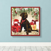 CHRISTMAS CHOCOLATE LABRADOR CANVAS AFDRUK (Insitu (Houten vloer))