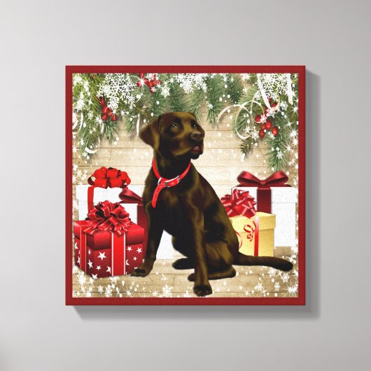 CHRISTMAS CHOCOLATE LABRADOR CANVAS AFDRUK (Voorkant)