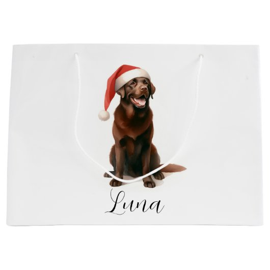 Christmas Chocolate Labrador Dog Pet Gift Bag Groot Cadeauzakje (Voorkant)