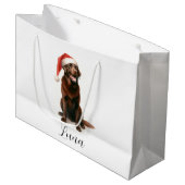 Christmas Chocolate Labrador Dog Pet Gift Bag Groot Cadeauzakje (Voorkant Gekanteld)