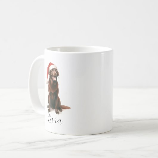 Christmas Chocolate Labrador Dog Pet Koffie Mok (Voorkant links)