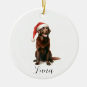 Christmas Chocolate Labrador Dog Pet Ornament (Voorkant)