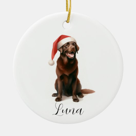 Christmas Chocolate Labrador Dog Pet Ornament (Voorkant)