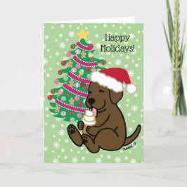 Christmas Chocolate Labrador Ice Cream Licking Feestdagen Kaart