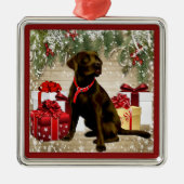 CHRISTMAS CHOCOLATE LABRADOR METALEN ORNAMENT (Voorkant)