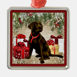 CHRISTMAS CHOCOLATE LABRADOR METALEN ORNAMENT