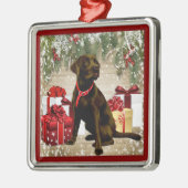 CHRISTMAS CHOCOLATE LABRADOR METALEN ORNAMENT (Links)