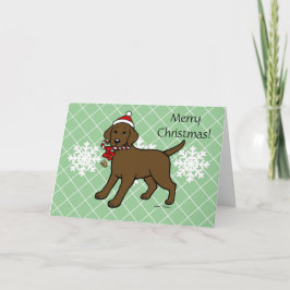 Christmas Chocolate Labrador Puppy Cartoon Feestdagen Kaart