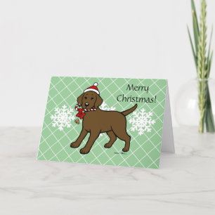 Christmas Chocolate Labrador Puppy Cartoon Feestdagen Kaart