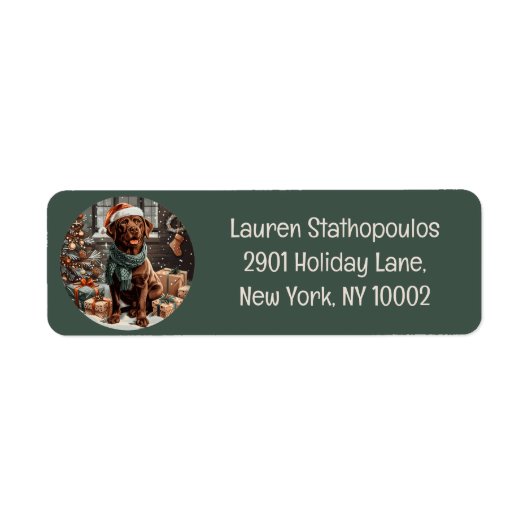 Christmas Chocolate Labrador Retriever Dog Etiket (Voorkant)