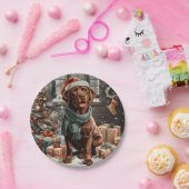 Christmas Chocolate Labrador Retriever Dog Papieren Bordje (Feest)