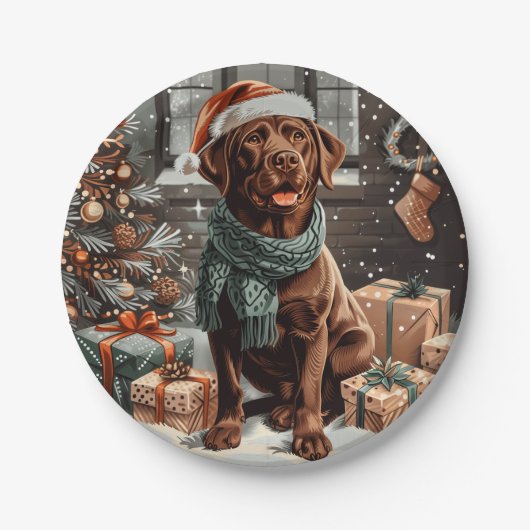 Christmas Chocolate Labrador Retriever Dog Papieren Bordje (Voorkant)