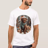 Christmas Chocolate Labrador Retriever Dog T-shirt (Voorkant)