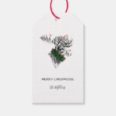 Christmas Chrismoose Moose Birds & Holly Gift Labe Cadeaulabel (Voorkant)