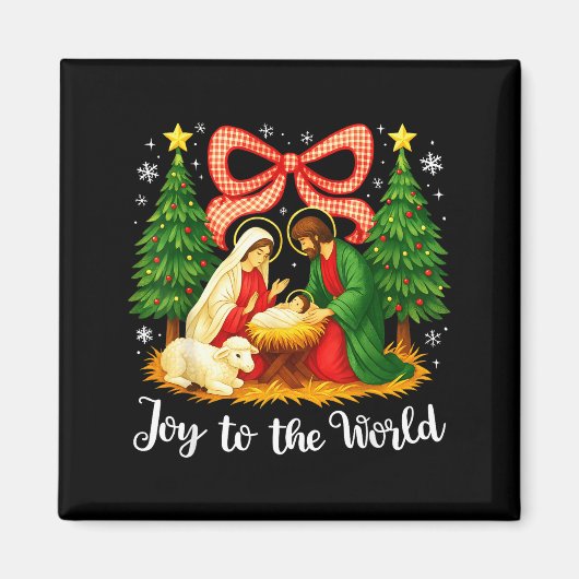 Christmas Christian Joy To The World Coquette Jesu Magneet (Voorkant)