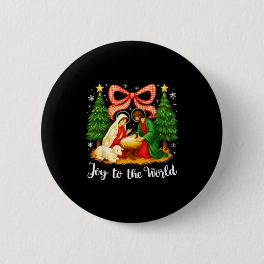 Christmas Christian Joy To The World Coquette Jesu Ronde Button 5,7 Cm (Voorkant)
