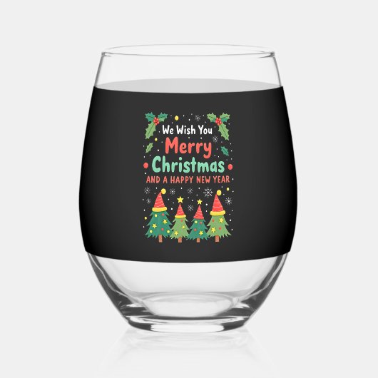 Christmas Christmas Christmas Christmas Christmas Wijnglas Zonder Voet (Voorkant)