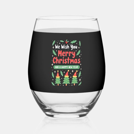 Christmas Christmas Christmas Christmas Christmas Wijnglas Zonder Voet (Voorkant)