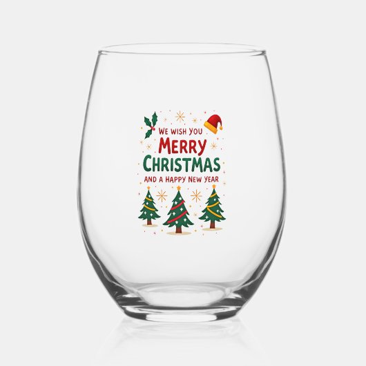 Christmas Christmas Christmas Christmas Christmas Wijnglas Zonder Voet (Voorkant)