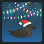 Christmas Christmas Shearwater Vierkante Sticker<br><div class="desc">De Kerstpijlstormvogel is een grote soort pijlstormvogel die voorkomt in de wateren van de Stille Oceaan. Ze zijn te herkennen aan hun donkerbruine verenkleed. Maar als je een pijlstormvogel ziet die een kerstmuts draagt, kan dat ook helpen bij identificatie - dat moet een kerstpijlstormvogel zijn. Vier het vakantieseizoen in schattige...</div>
