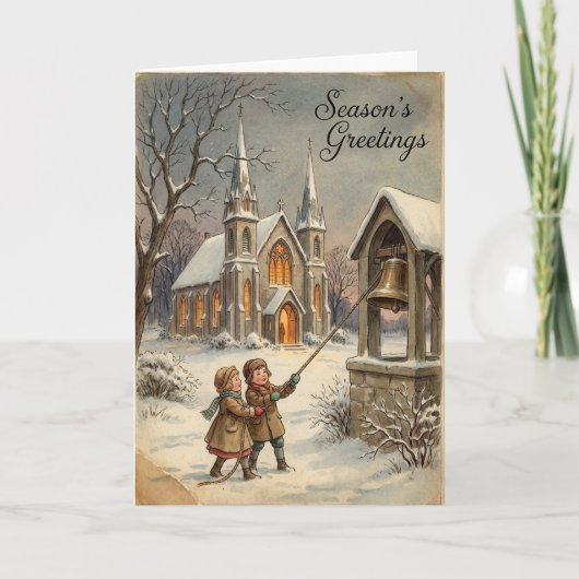 Christmas Church Bells Greetings Card Kaart (Voorkant)