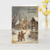 Christmas Church Bells Greetings Card Kaart (Gele Bloem)