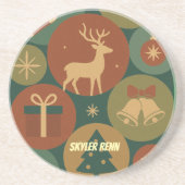 Christmas Circles Pattern Holiday Zandsteen Onderzetter (Voorkant)