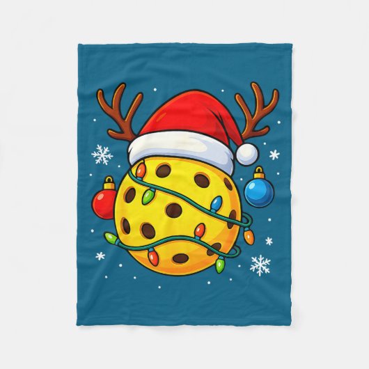 Christmas Ckleball Santa Hat Lights Srts Xmas Paja Fleece Deken (Voorkant)