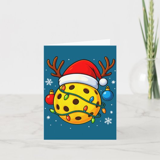 Christmas Ckleball Santa Hat Lights Srts Xmas Paja Kaart (Voorkant)