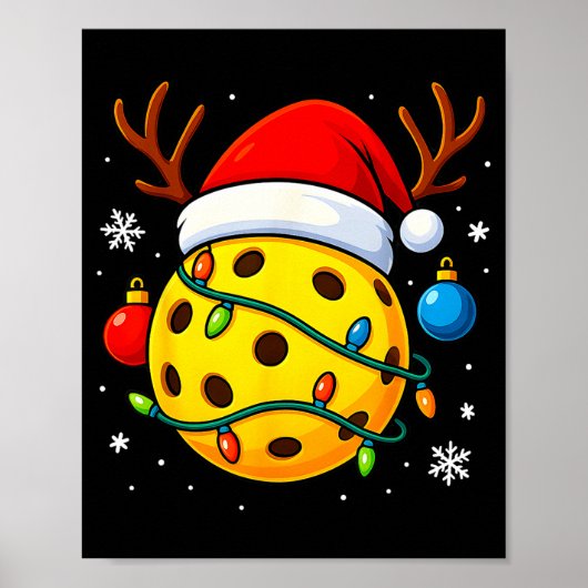 Christmas Ckleball Santa Hat Lights Srts Xmas Paja Poster (Voorkant)