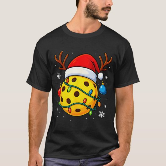 Christmas Ckleball Santa Hat Lights Srts Xmas Paja T-shirt (Voorkant)