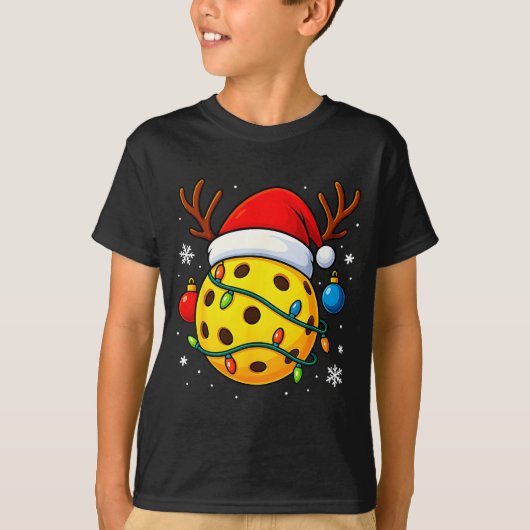 Christmas Ckleball Santa Hat Lights Srts Xmas Paja T-shirt (Voorkant)