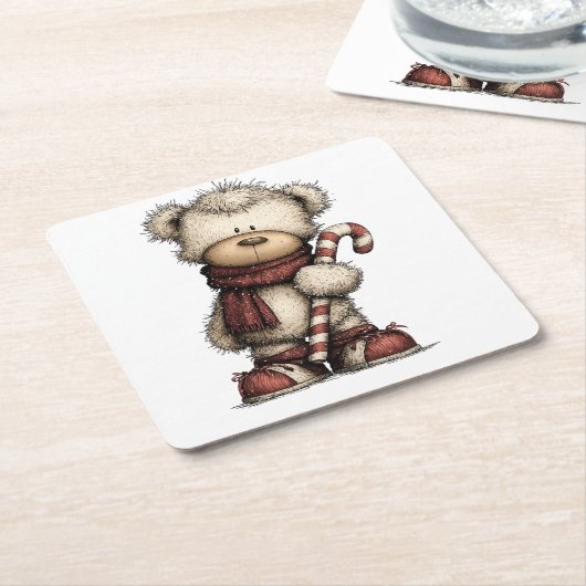 Christmas Clipart Collection | Teddy Bear Kartonnen Onderzetters (Schuin)