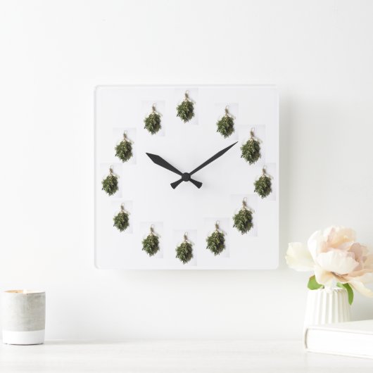 CHRISTMAS CLOCK "BEAUTIFUL MISTLETOE" VIERKANTE KLOK (Huis)