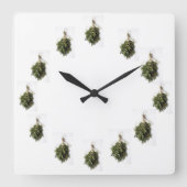 CHRISTMAS CLOCK "BEAUTIFUL MISTLETOE" VIERKANTE KLOK (Voorkant)