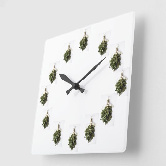 CHRISTMAS CLOCK "BEAUTIFUL MISTLETOE" VIERKANTE KLOK (Hoek)