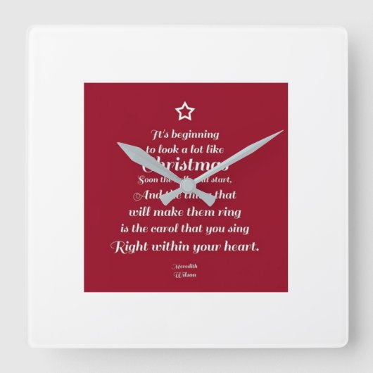 CHRISTMAS CLOCK "LOVELY CHRISTMAS POEM" VIERKANTE KLOK (Voorkant)