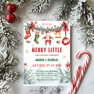 Christmas Clothesline Baby shower Kaart