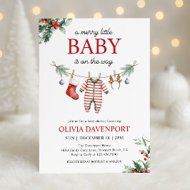 Christmas Clothesline Merry Little Baby Shower Kaart