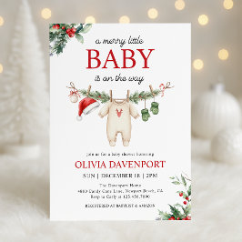 Christmas Clothesline Merry Little Baby Shower Kaart