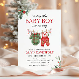 Christmas Clothesline Merry Little Boy Baby Shower Kaart
