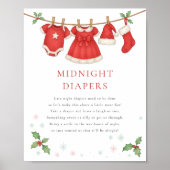 Christmas Clothesline Midnight Diaper Baby Shower Poster (Voorkant)