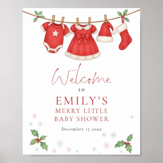 Christmas Clothesline Welcome Baby Shower Poster (Voorkant)