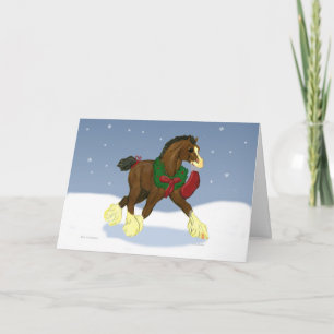 Christmas Clydesdale Horse Colt Wenskaart Feestdagen Kaart