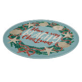 Christmas Coastal Tropical Sea Shell Wreath -Aqua Snijplank (Hoek)