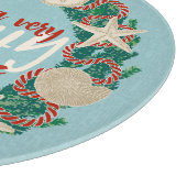 Christmas Coastal Tropical Sea Shell Wreath -Aqua Snijplank (Hoek)