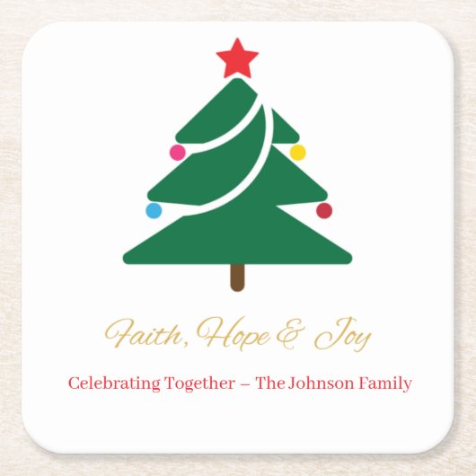 Christmas Coaster with Holiday Motifs Kartonnen Onderzetters (Voorkant)